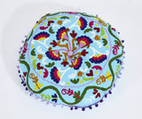 Embroidered Suzani Round Padded Floor Cushion.