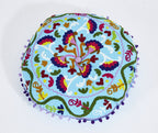 Embroidered Suzani Round Padded Floor Cushion.